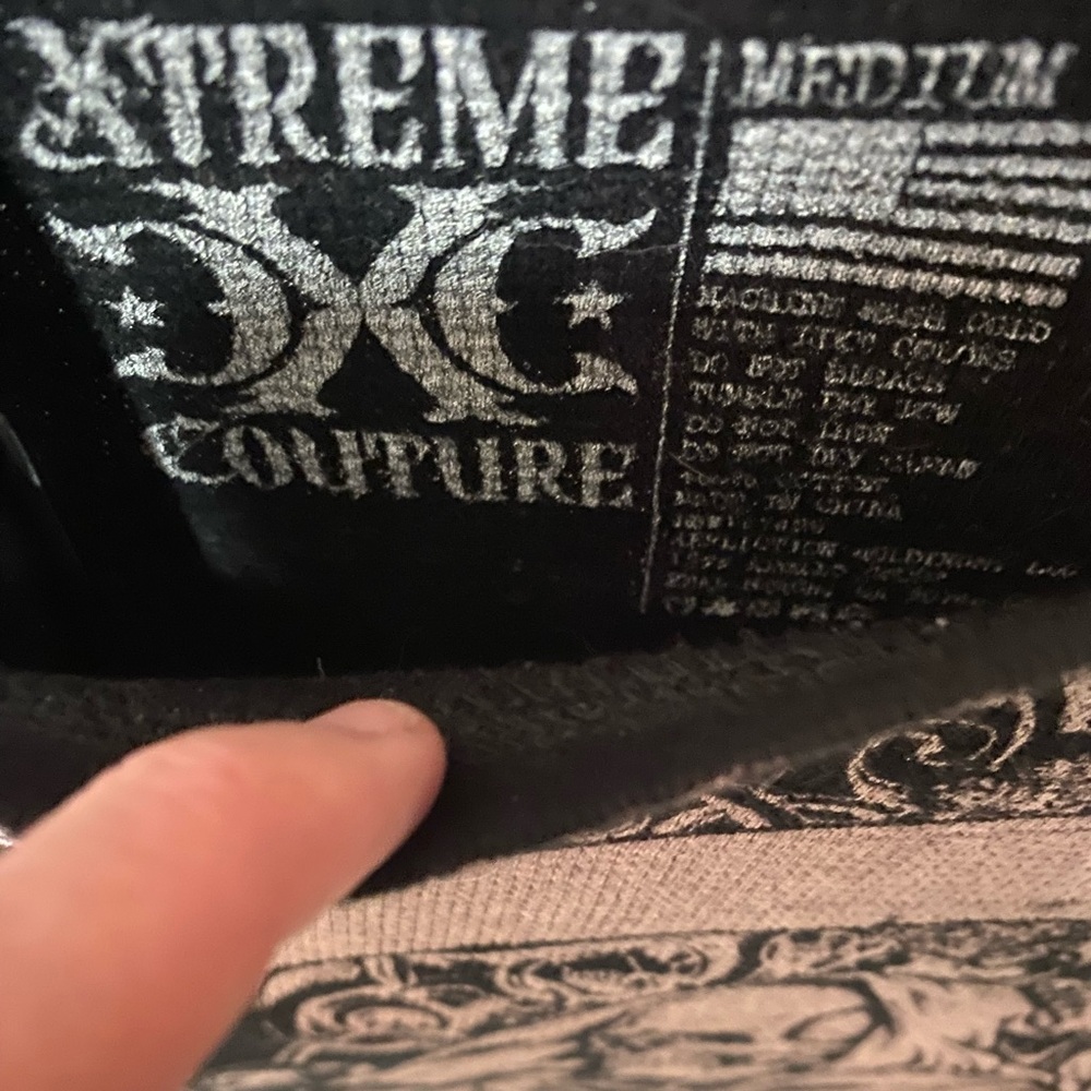 Xtreme Couture Edgy Black Graphic Long Sleeve Tee - Picture 3 of 3